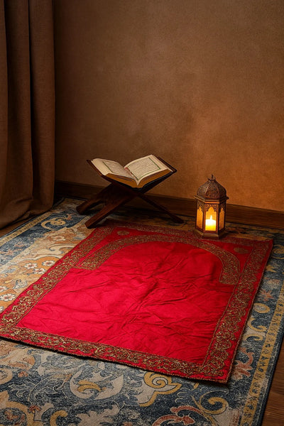 Prayer Mat (Hot Pink and Gold handmade beaded) - Handmade Stories