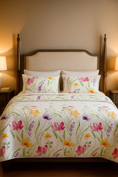 Quilt Cover Set (White and Orange)