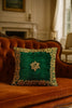 Handmade velvet Cushion Cover (Emerald Green and Gold) border
