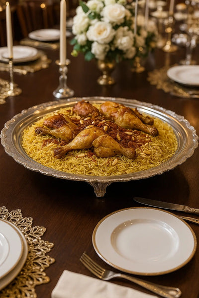 Hand-carved Brass Round Serving Platter