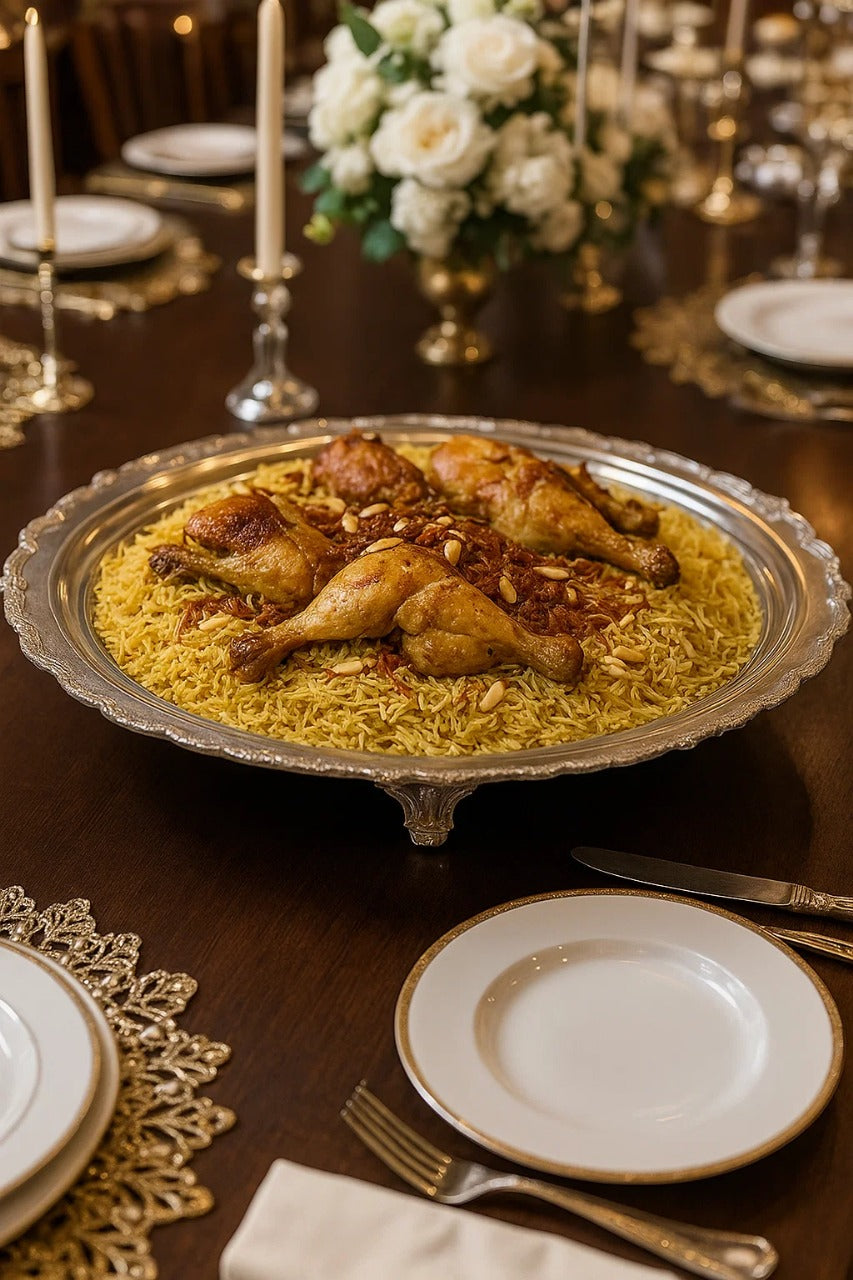 Hand-carved Brass Round Serving Platter