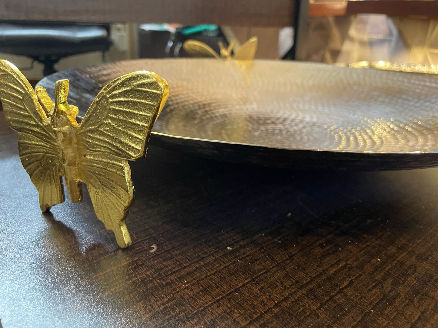 Large Hammered Mandi serving platter - Butterfly (Silver)