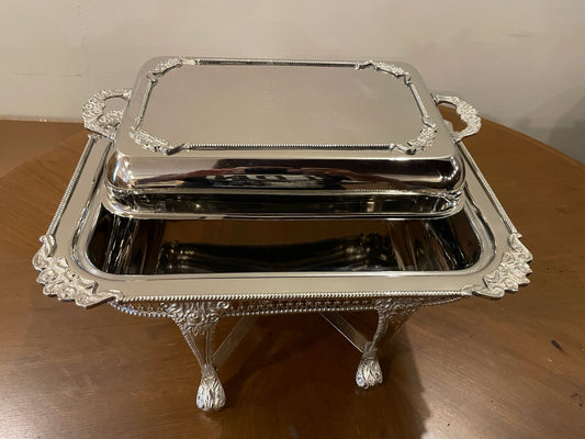 Hand crafted Brass Chafing Dish with cut work (Rectangular)