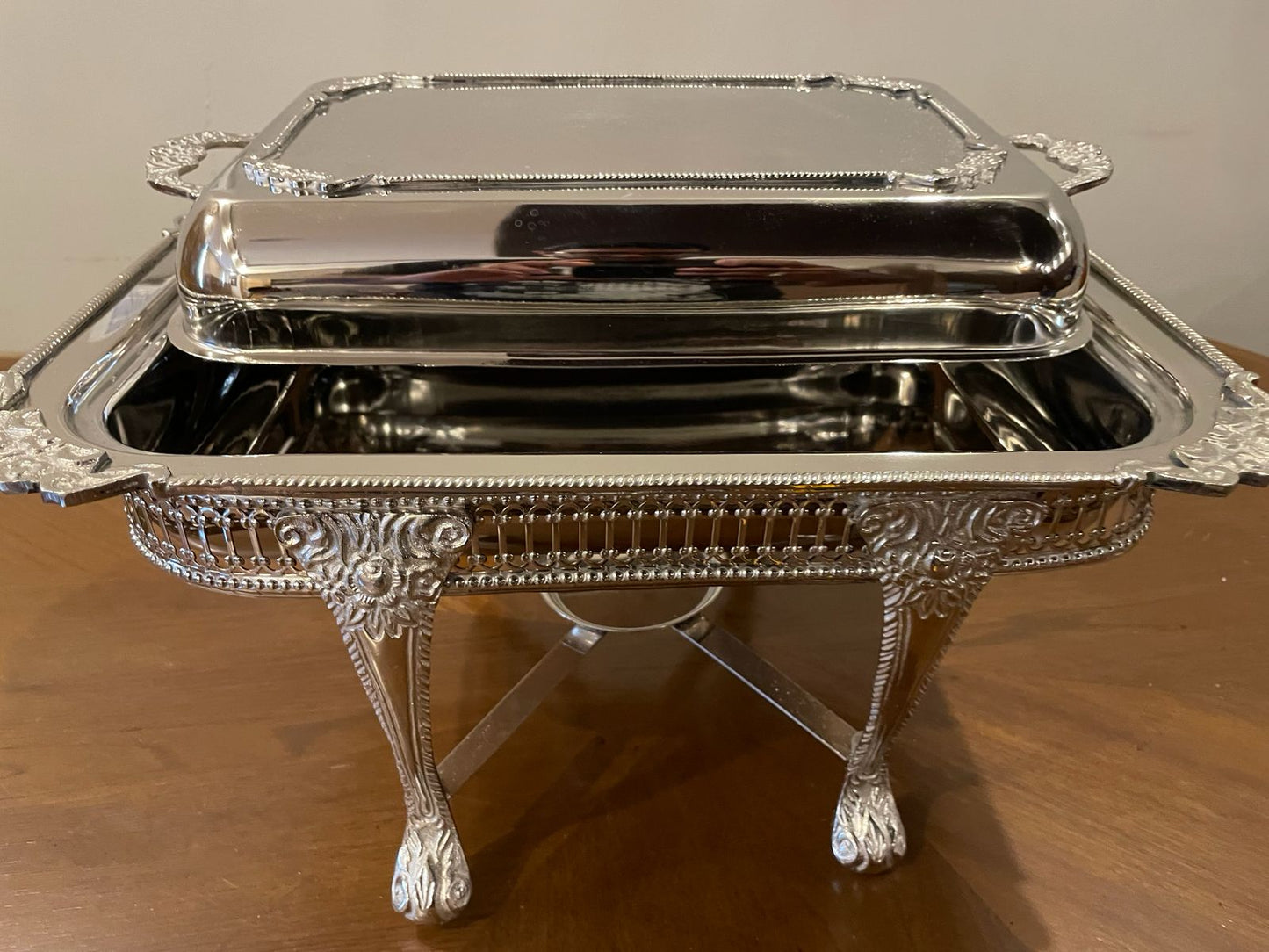 Hand crafted Brass Chafing Dish with cut work (Rectangular)