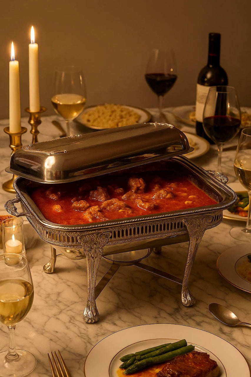 Hand crafted Brass Chafing Dish with cut work (Rectangular)