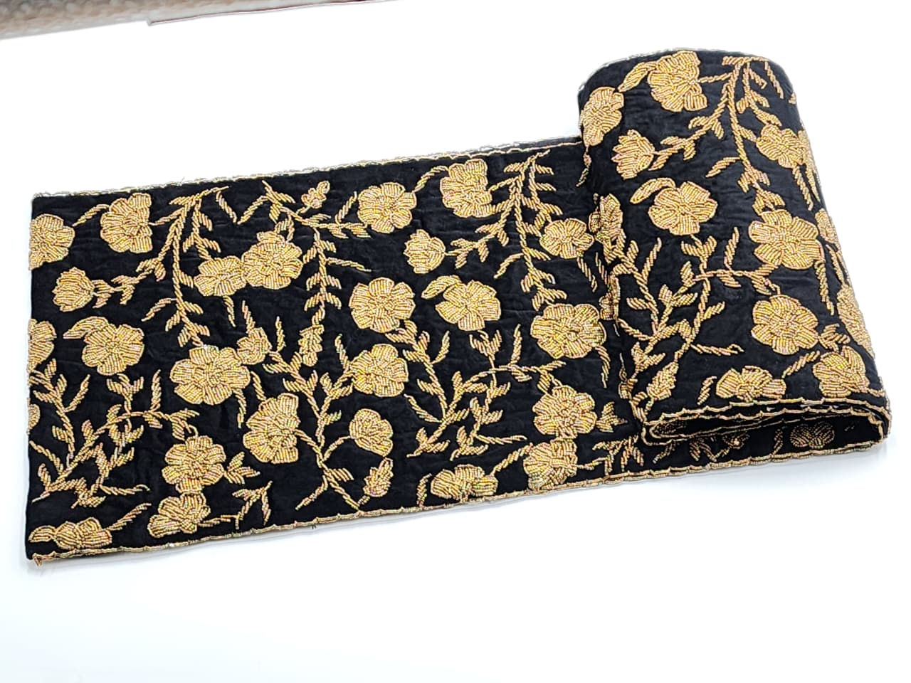 Handmade Table Runner (Black and Gold -4)