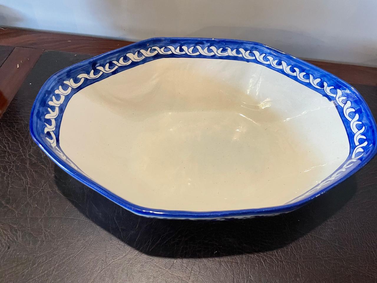 Handmade Ceramic Blue Floral Deep Bowl
