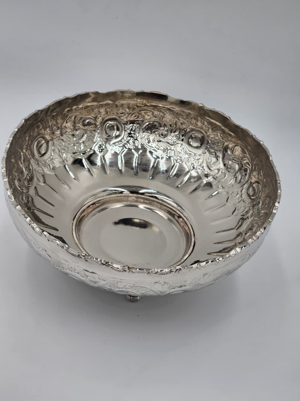 Floral Engraved Brass Bowl