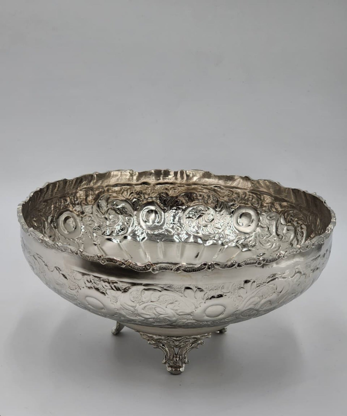 Floral Engraved Brass Bowl