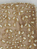 Handmade Velvet Cushion Cover (Light Beige Gold and Pearl)