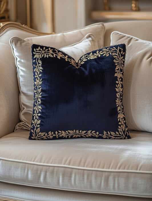 Handmade velvet Cushion Cover (Black and Gold - design 5)