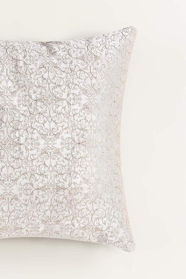 Velvet Embroidered Cushion Cover (Ivory White)