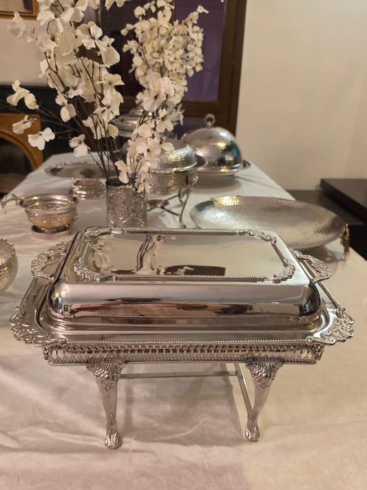 Hand crafted Brass Chafing Dish with cut work (Rectangular)