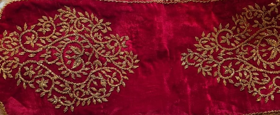 Handmade Beaded Runner - Deep Red and Gold