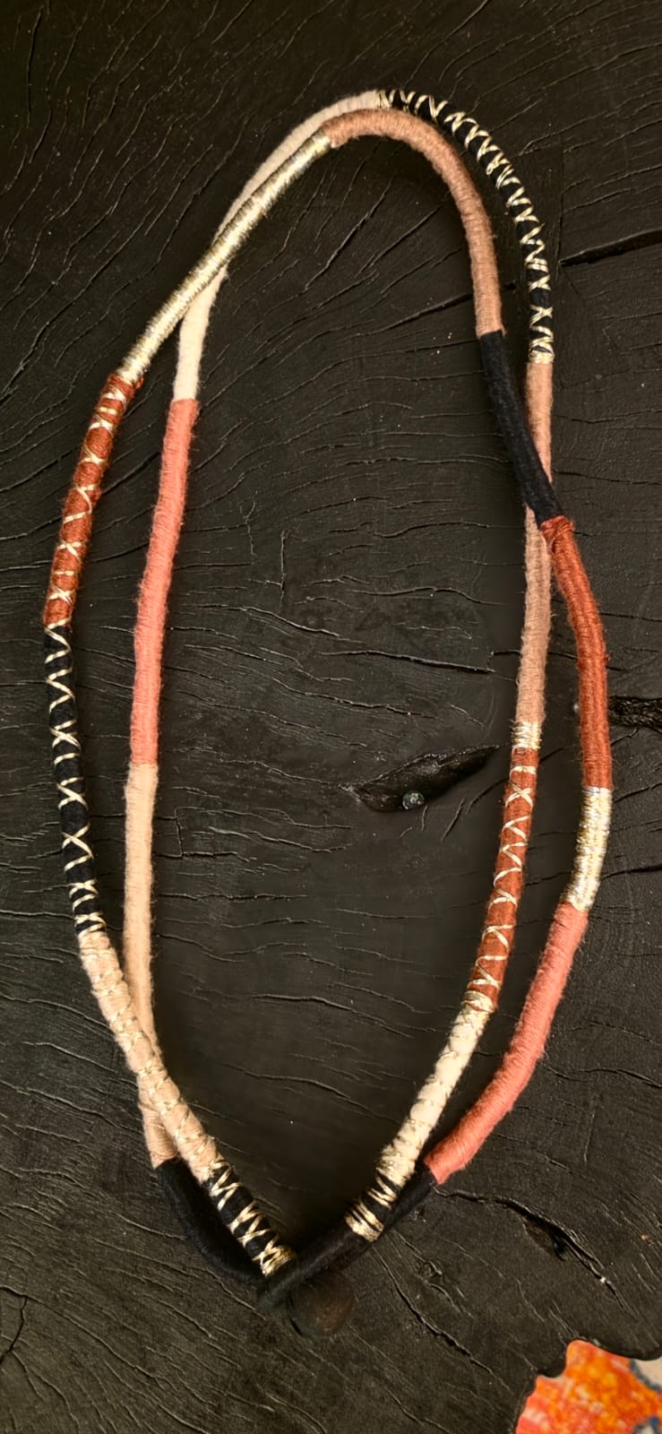 Fabric wrapped beaded necklace - Design 5
