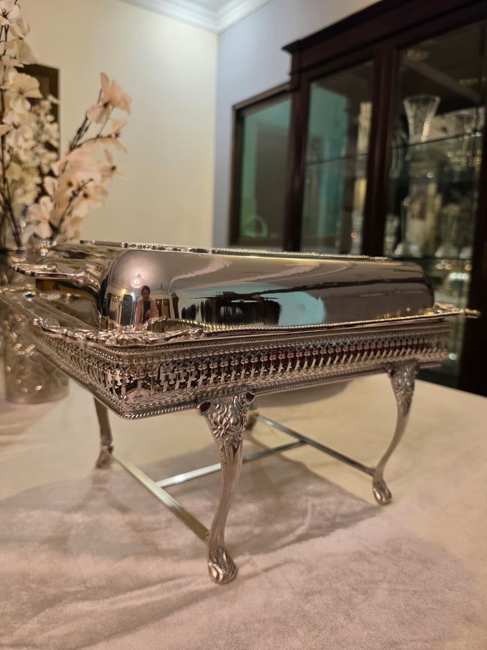 Hand crafted Brass Chafing Dish with cut work (Rectangular)