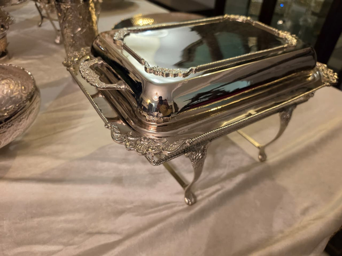 Hand crafted Brass Chafing Dish with cut work (Rectangular)
