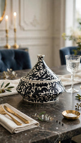 Calligraphy Ceramic Tagine (Black)