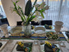 Hand-painted ceramic serving dish with stand