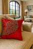 Handmade velvet Cushion Cover (Gold on Red) Design-II