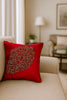 Handmade velvet Cushion Cover (Gold on Red) Design-II