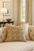 Handmade velvet European pillow cover (Beige and Gold)