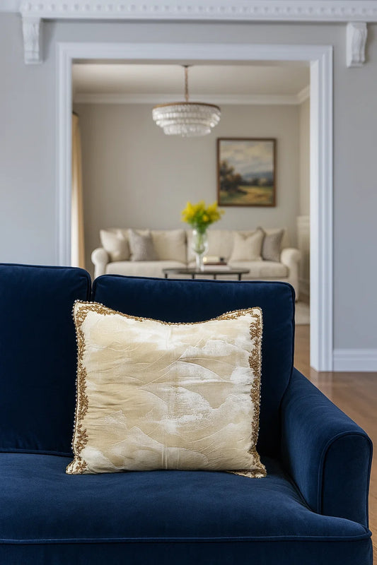 Handmade Velvet Cushion Cover (Careem and Gold)