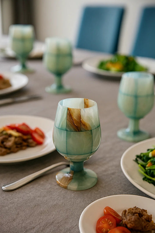 Onyx Marble glass - Blue  (set of 6 pcs)