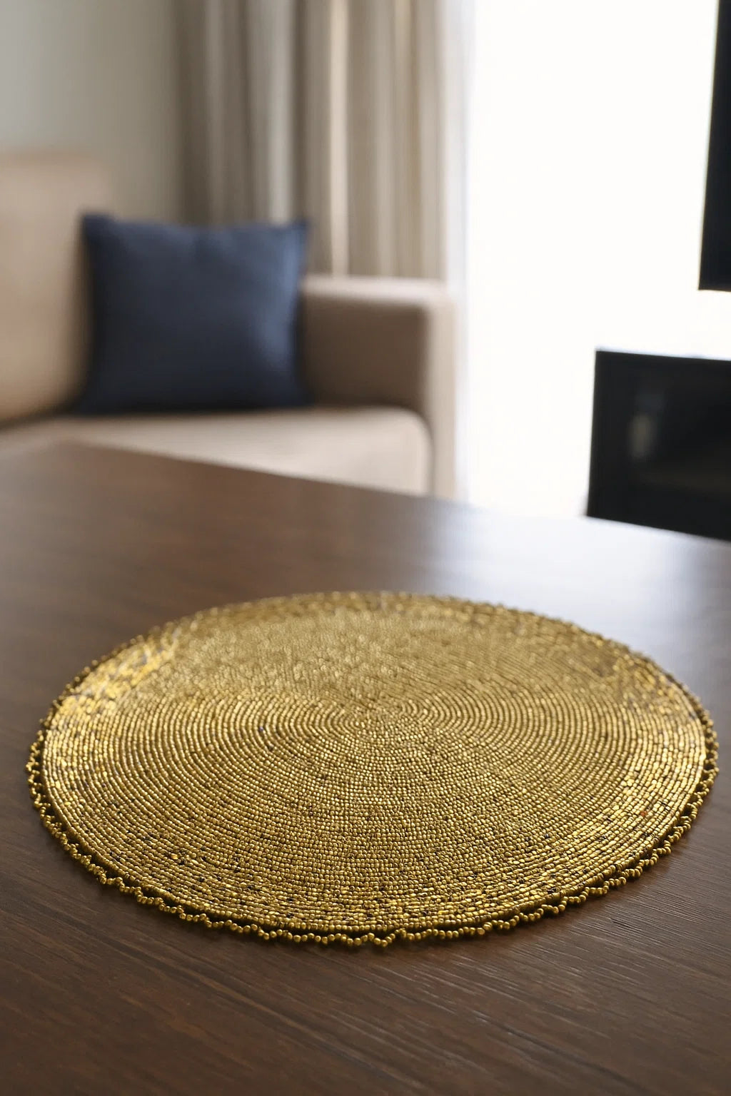Handmade Table Mat - Cutdana (Golden)