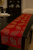 Handmade Beaded Table  Runner-  (Red and Gold) Leaf pattern