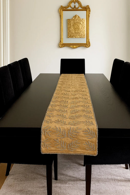 Brown and Gold Handmade Beaded Runner (Design-7)
