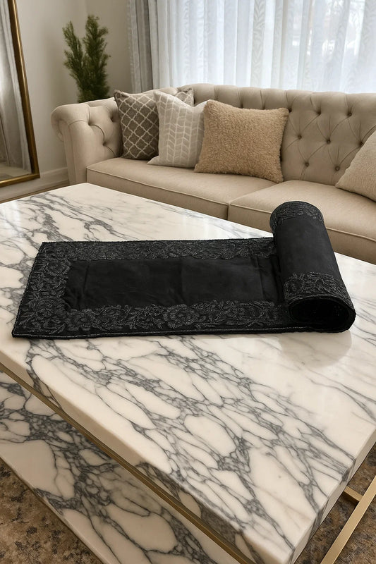 Handmade Table Runner (Black on Black)