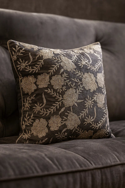 Handmade velvet Cushion Cover (Grey & Silver) - Handmade Stories