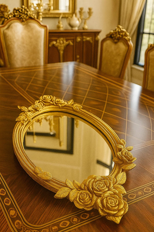 Antique Gold Finish Mirror Tray -3