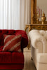 Handmade Velvet Cushion Cover (Red White and Pearl Diagonal) - Handmade Stories