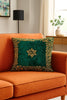 Handmade velvet Cushion Cover (Emerald Green and Gold) border