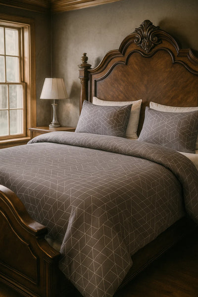 Quilt Cover Set (Grey Geometric)