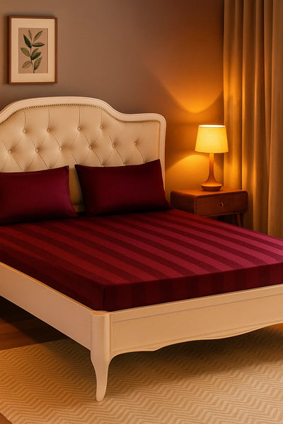 Premium Quality Bed Sheet Set With Flat Sheet (Wine)