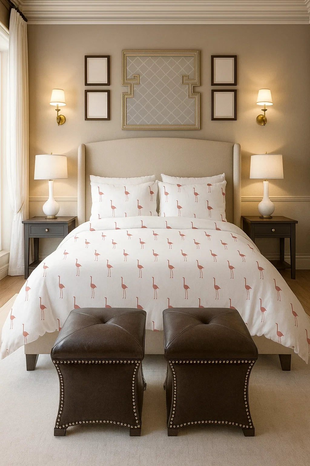 Premium Quality Bed Sheet Set With Flat Sheet (Camel design)