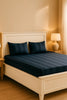 Premium Quality Bed Sheet Set with Flat Sheet (Breathable Dark Blue)