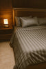 Premium Quality Bed Sheet Set (Dark Grey Striped)