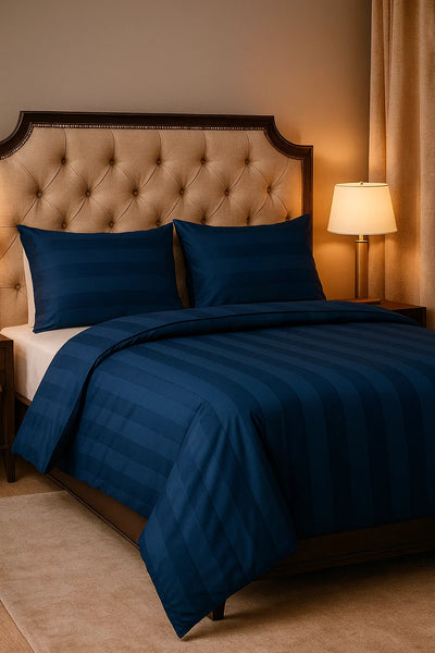 Premium Quality Bed Sheet Set with Flat Sheet (Navy Blue)