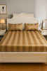 Premium Quality Bed Sheet Set with Flat Sheet (Mud Brown with Wide Stripes)