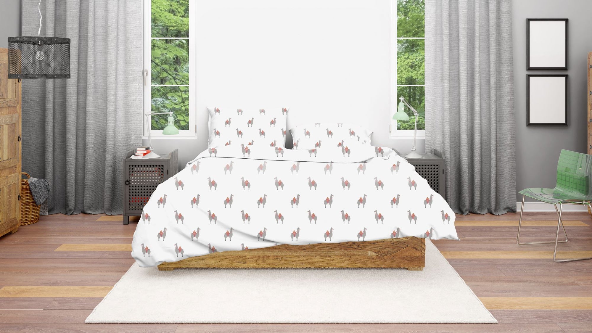 Premium Quality Bed Sheet With Flat Sheet (Camel design ) - Handmade Stories