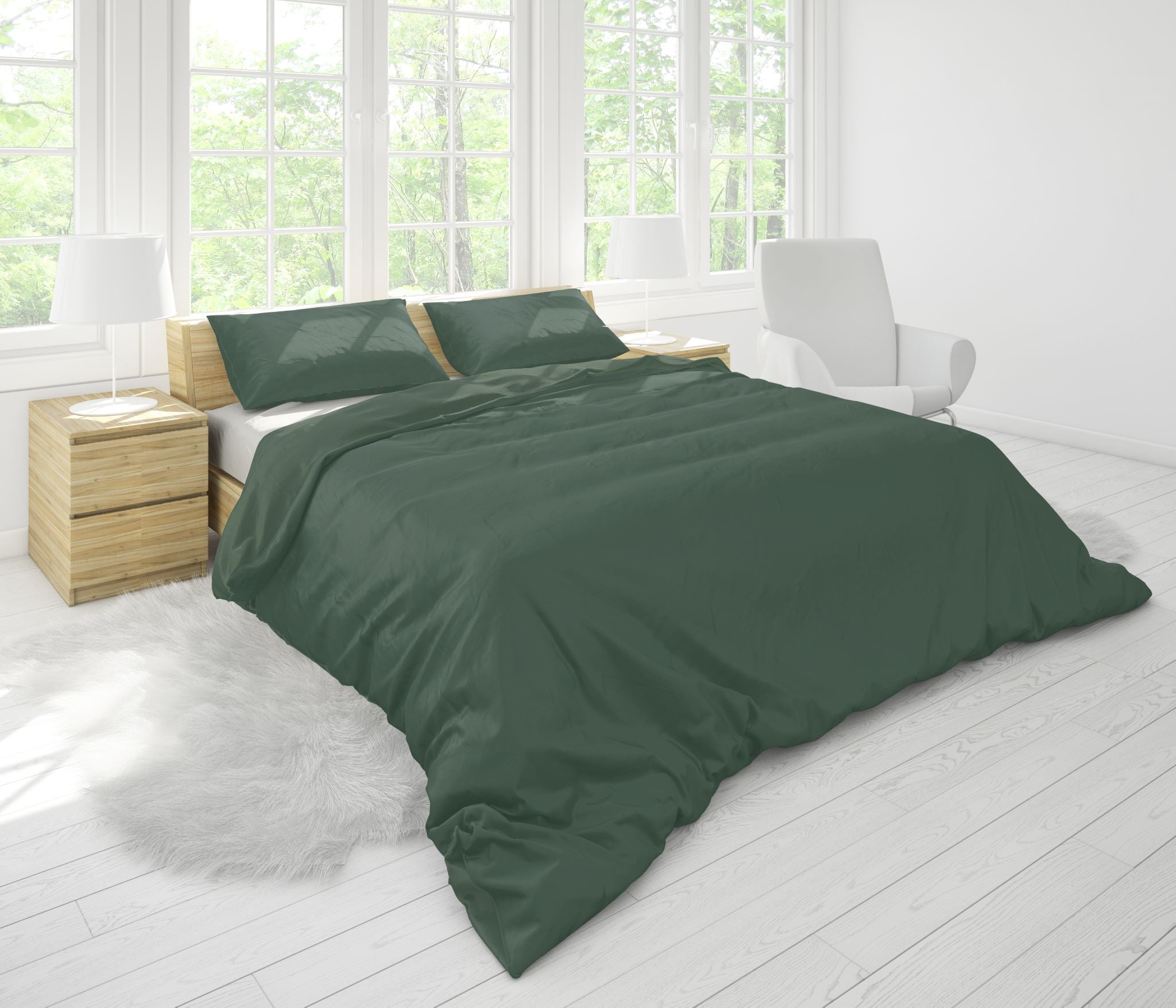 Premium Quality Bed Sheet With Flat Sheet (Olive Green Plain) - Handmade Stories