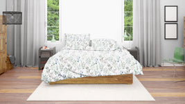 White With Green Leaves Quilt Cover Set - Handmade Stories