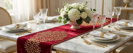 Handmade Beaded Runner - Deep Red and Gold