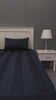 Navy Blue Cotton Fitted Sheet Set with Pillowcases