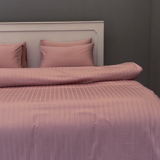Pink Satin Duvet Cover Set with Crisp Piping