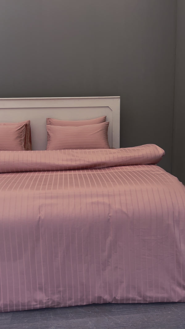 Pink Satin Duvet Cover Set with Crisp Piping